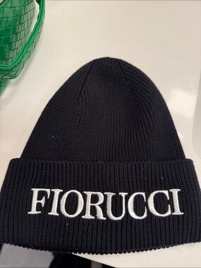 Fiorucci Black Beanie with White Embroidered Logo